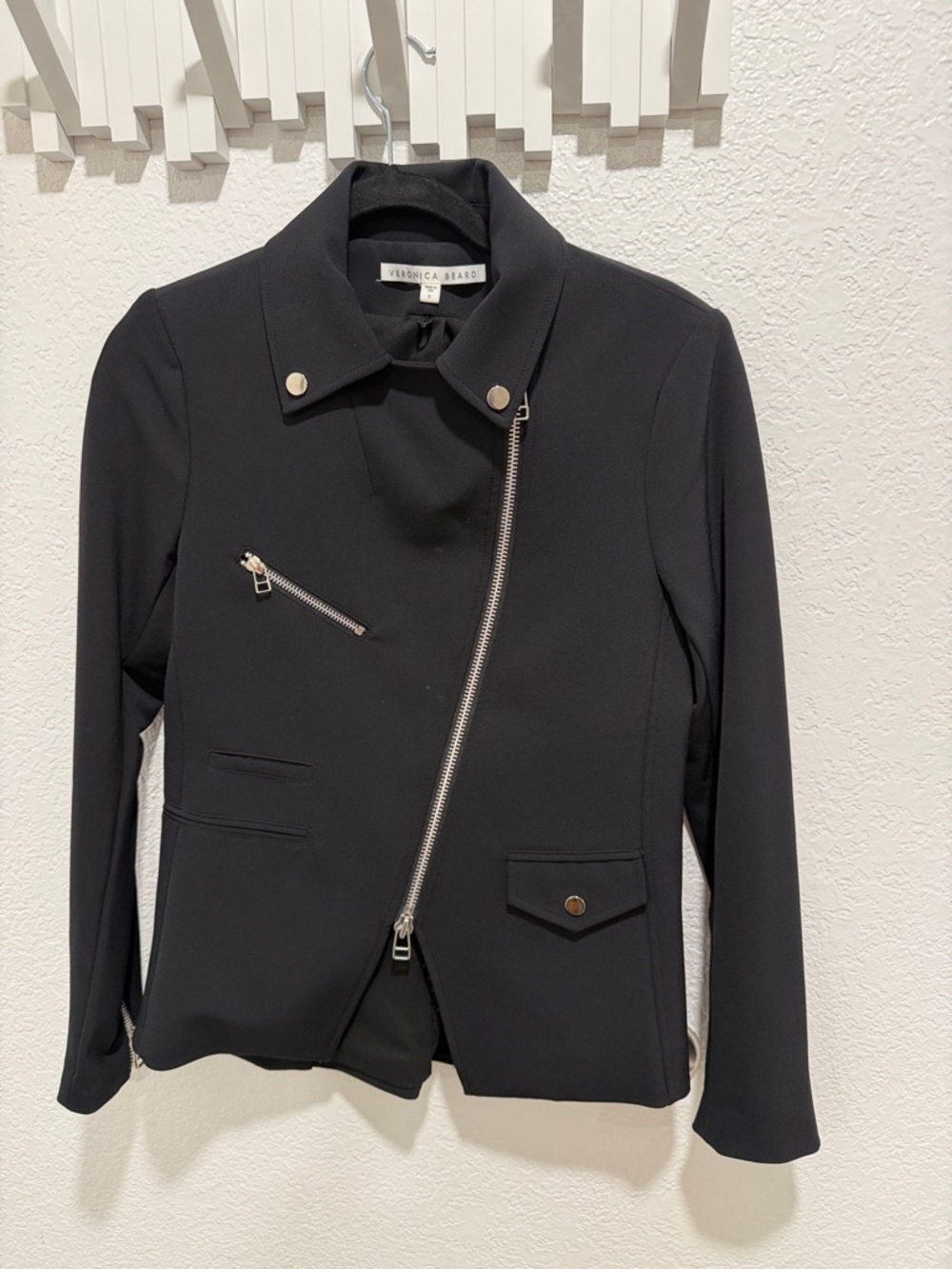 Veronica Beard Black Asymmetrical Zip Jacket